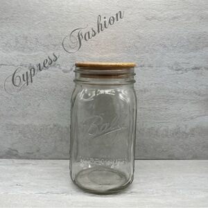 🎉 $5 Ball 32 oz Glass Mason Jar with Wooden Lid